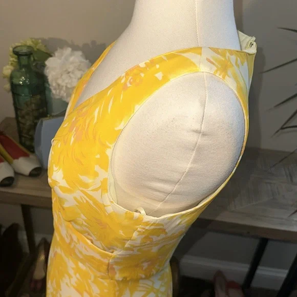 Kay Unger Evenings 100% Silk Yellow Dress EUC - Picture 5 of 8